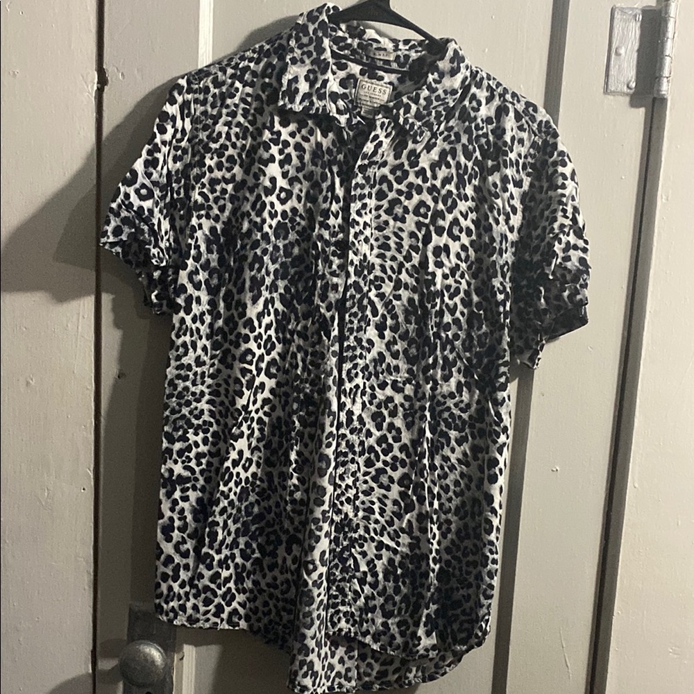 Guess Black and White Casual Button Down Shirt